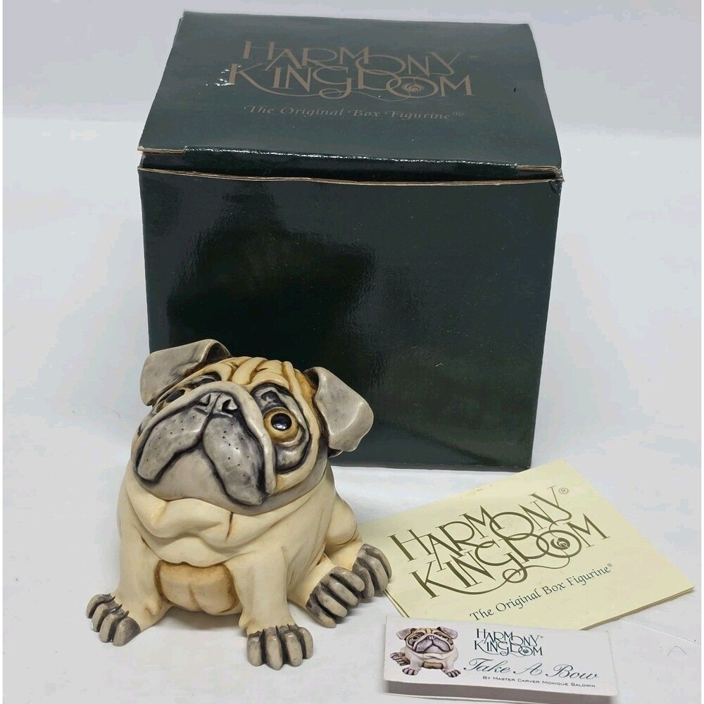 Harmony Kingdom 2001 Take a Bow Pug Dog Limited Edition 1017/2000 Trinket Box
